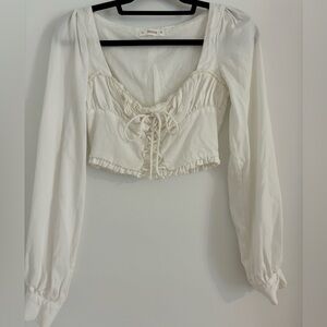 Eggie long sleeve crop top white